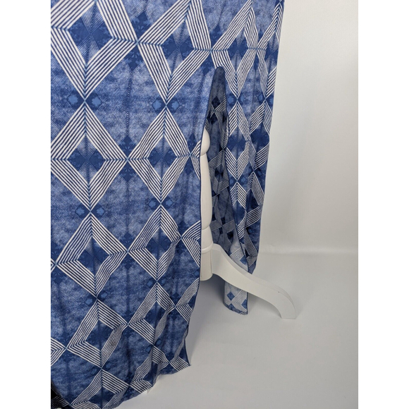 Anthropologie Aila Blue Smocked Ruffle Maxi Dress Navy Blue Ikat Geometric S - Picture 5 of 11
